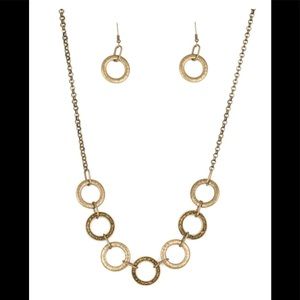 VINTAGE VAULT "MODERN DAY MADONNA" BRASS NECKLACE & EARRING SET